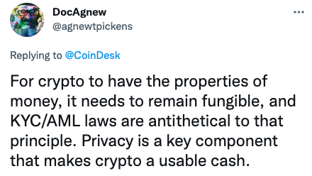 CoinDesk's tweet photo. Yesterday for #SinWeek we asked you if anti-money laundering rules are worth the cost to privacy and fairness. Here’s what you told us 👇
https://t.co/sZxR5G13px https://t.co/nnKDV9BNsa