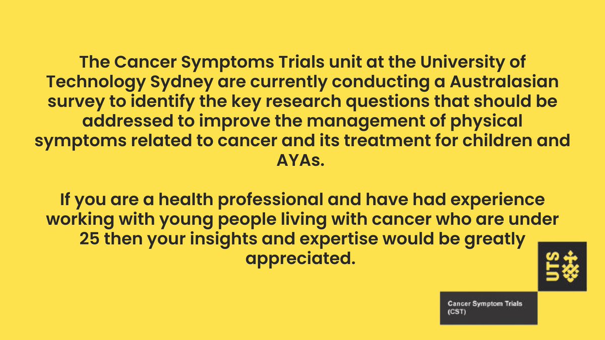 For more information, and to begin the survey please click on this link: utsau.au1.qualtrics.com/jfe/form/SV_0T…  

#survey #ayacancer #childcancer