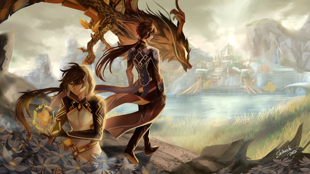 "A dragon soaring into the skies, its body free to roam the world and its spirit unbound to aim high... Most inspiring indeed."

#Zhongli #GenshinImpact #钟离 #原神 

Works-in-progress are included below: