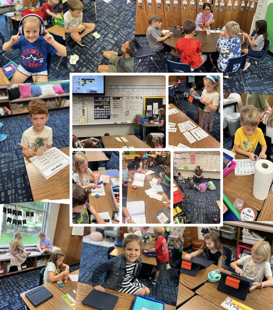 Second graders are rocking their Math Stations. Journal, independent practice, small group, math games, and great number talks… WWE ❤️ Math!
