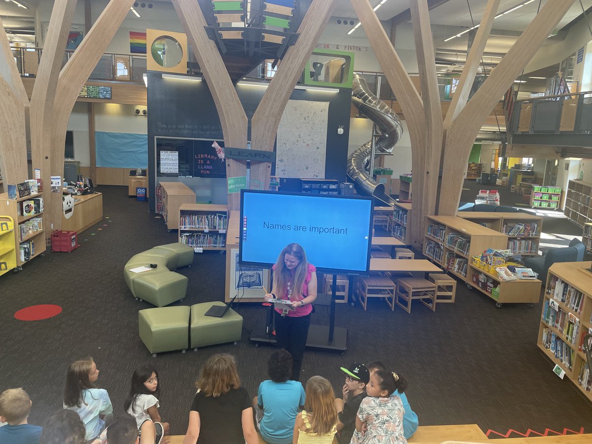 Scenes from Lowrie on day 3: shared reading, breaking apart numbers, getting to know the library and some kindergarten math with art.