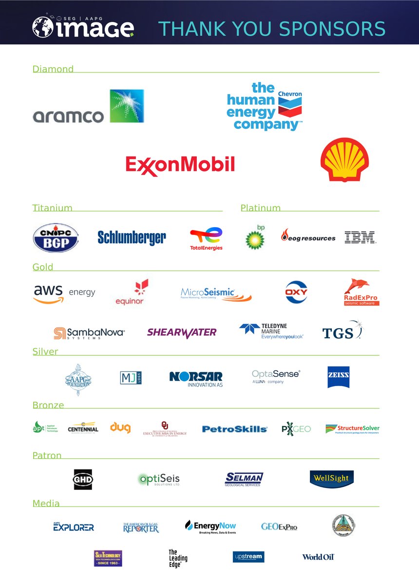 AAPG's tweet photo. SEG and AAPG would like to send a special thank you our IMAGE 2022 sponsors. Your continued support and commitment is essential to making events like #IMAGE22 such an amazing success. Thank You! https://t.co/eXEEm5A3iV