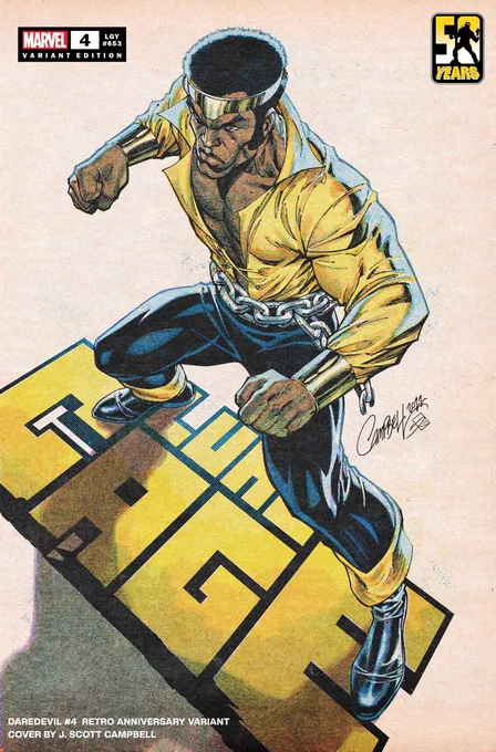 Celebrating 50 Years Of  `s Luke Cage with My Newest Anniversary Cover with  J. Scott Campbell's Anniversary Variant Cover for DAREDEVIL #4, on sale 10/12 