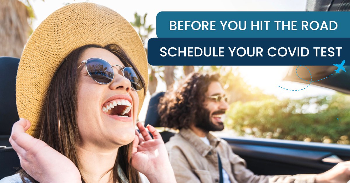 Heading out of town for Labor Day weekend? Don't forget to schedule your COVID-19 test! We offer pre-travel Rapid PCR testing with results in less than 24 hours!