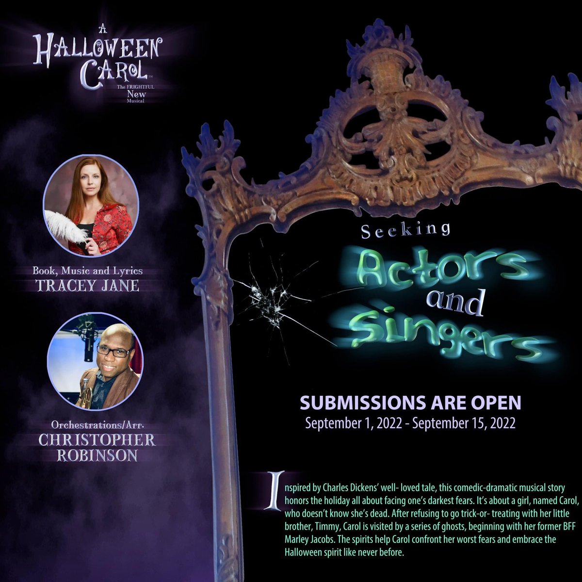 ahalloweencarol's tweet photo. CASTING an exciting new musical being workshopped in Central Florida! Now through Sept. 15. Online application and casting details (via Google Forms). 
--->https://t.co/mzXobIpiv9
#ThatsaHappyHalloween #EnergyNeverDies 
#Dickens #Retelling #Musical #MusicalTheatre #OrlandoTheatre https://t.co/oj4fCko9nU