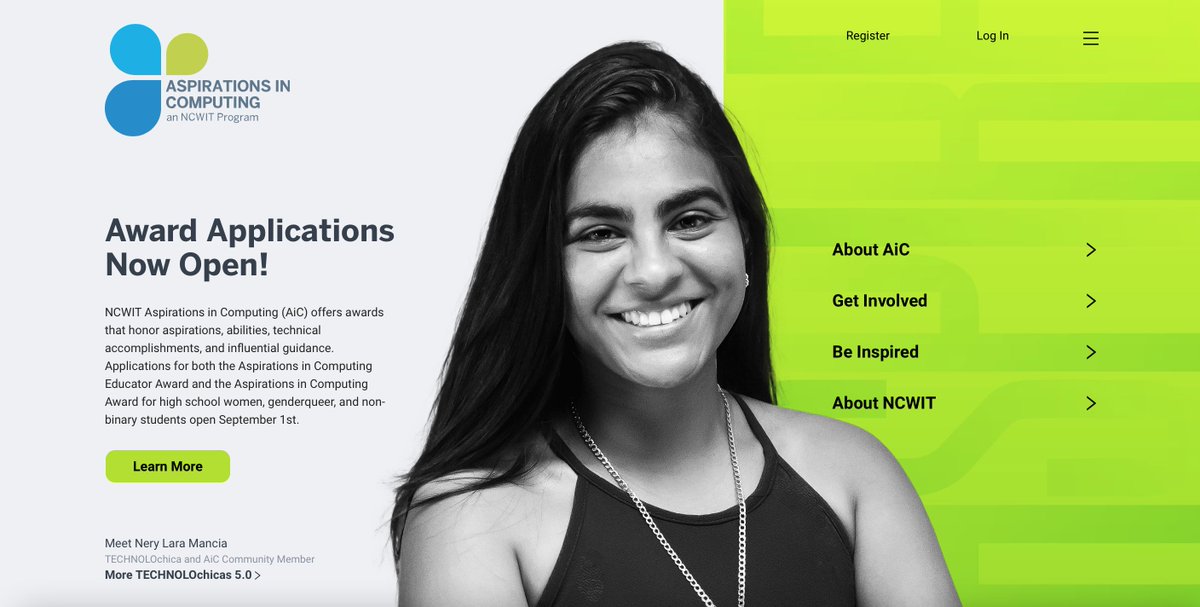 Applications are now open for <a href="/NCWIT/">NCWIT</a>'s Aspirations in Computing Awards! Honored to work with <a href="/NCWIT/">NCWIT</a> to help deliver an ever-improving experience for students, educators, judges and affiliate coordinators on the aspirations.org platform.
