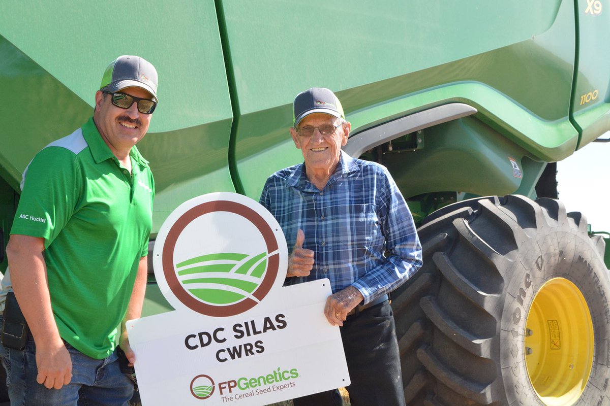 CGeisam1's tweet photo. Honoured to meet Silas Campbell the #Veteran @SaskLegion #CDCSilas was named after. @FPGenetics 99 yrs old and going strong just like this new #CWRS.  Launching this year. https://t.co/AG5GvYqktm