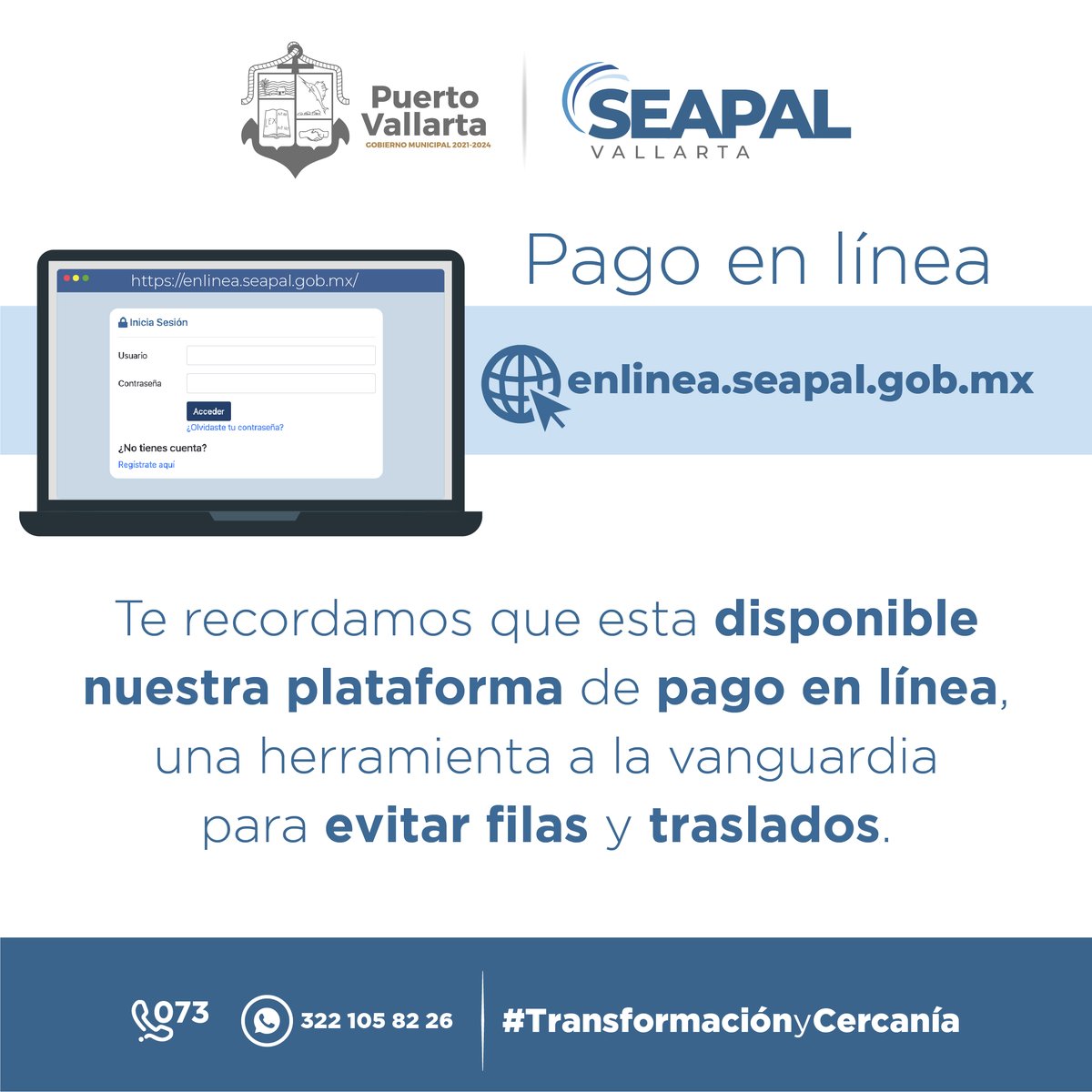 Seapal_Vallarta's tweet photo. Te recordamos que está disponible nuestra plataforma de pago en línea, una herramienta a la vanguardia para evitar filas y traslados.

#SEAPALVallarta
#CuidalaUnChorro https://t.co/XXJrbDf0JR