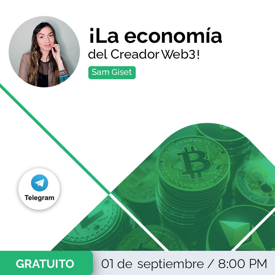 hive_meetup's tweet photo. Acompaña a @GisetSam en este evento online, donde estará hablando sobre la economía del Creador en #Web3, estará enfocada en su experiencia con #HIVE.

📅 Hoy 01 de Septiembre a las 8 PM, en el siguiente canal de Telegram: 

https://t.co/df5yr4tZzw https://t.co/lUFLFUWrXE