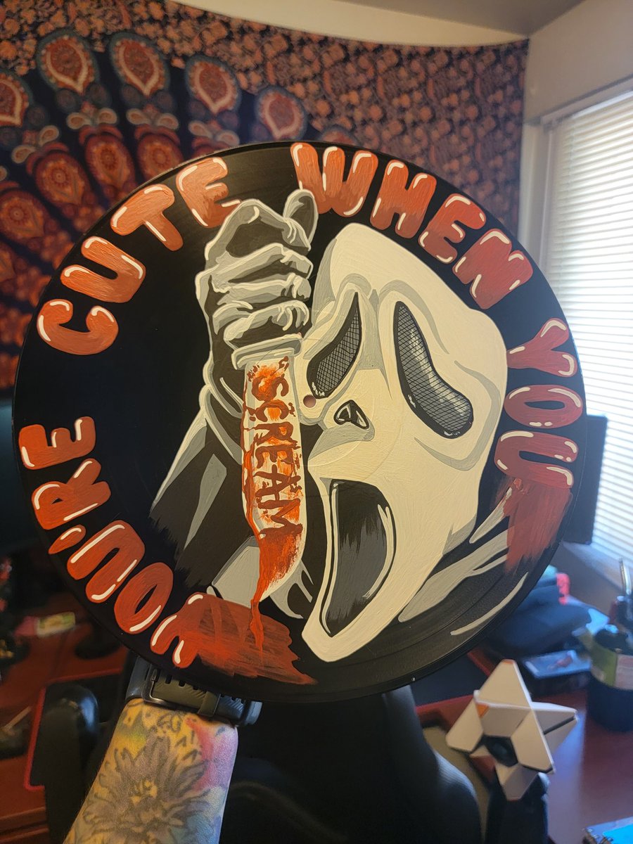 Miscreantink's tweet photo. Just made this new vinyl piece! Super happy with how it came out :)
What's your favorite scary movie? https://t.co/uopntFdSCQ