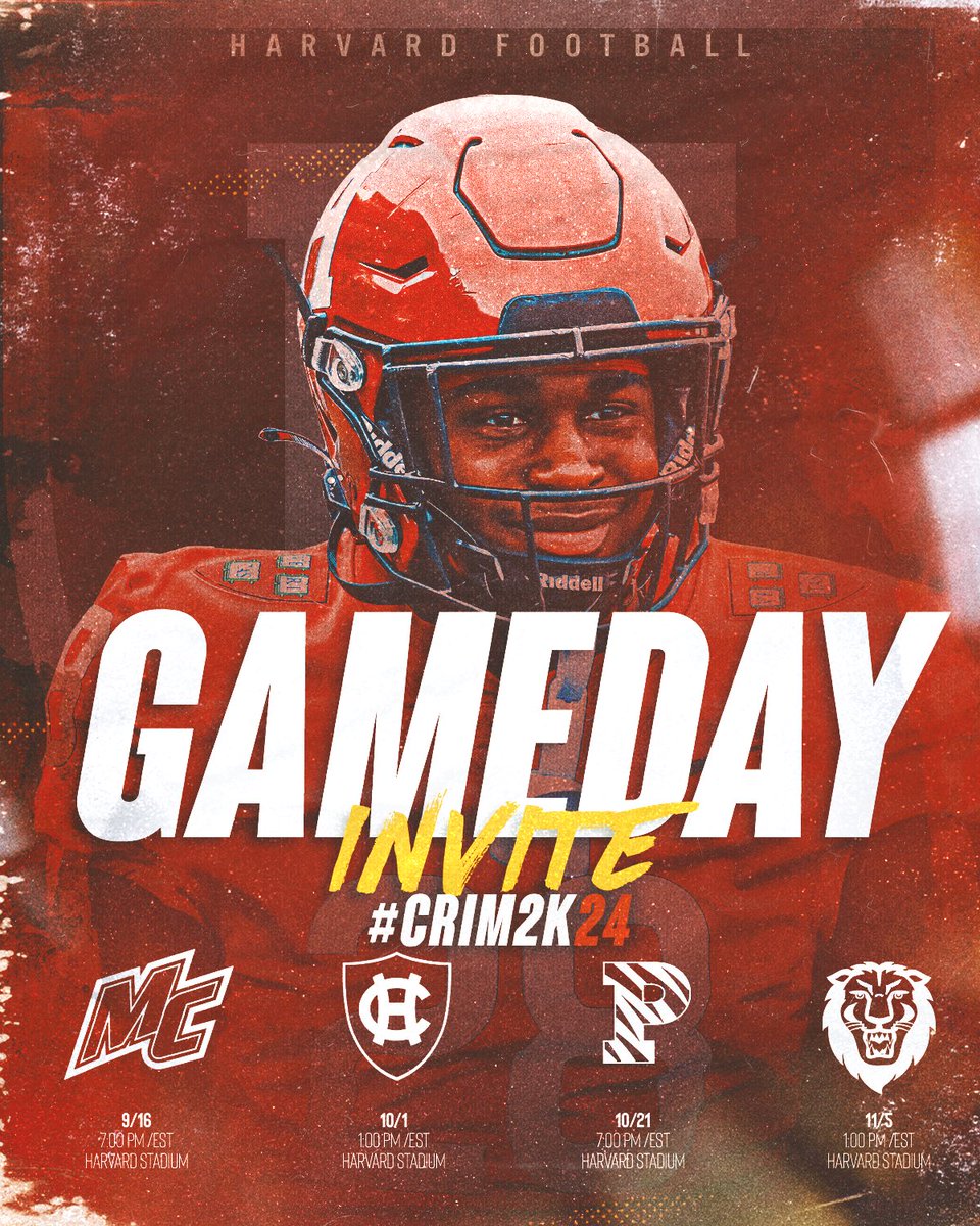 T_Robertson2024's tweet photo. Excited to announce that I will be attending an unofficial game day visit to Harvard University on November 5 #Crim2K24 @CoachTimMurphy https://t.co/Ks5AuUZRlm