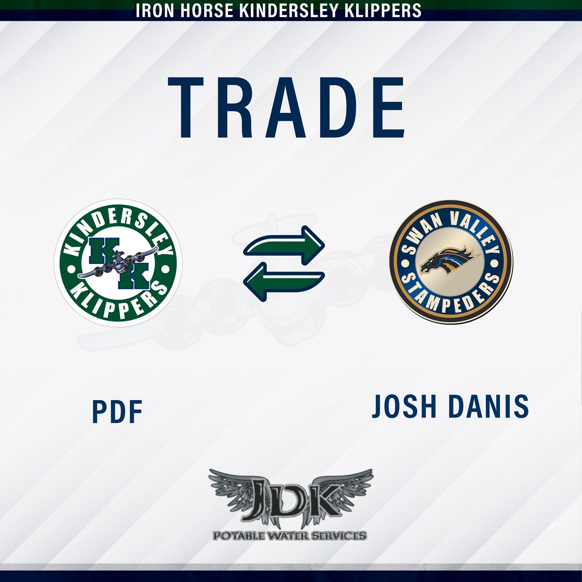 KlippersHockey's tweet photo. π¨π:
The Klippers trade forward Josh Danis to the @SVStampeders in exchange for PDF.
Thank you for your time in Kindersley, Josh! All the best moving forward.
#SJHLTransaction | #KlippersHockey https://t.co/l9YH4fXygR
