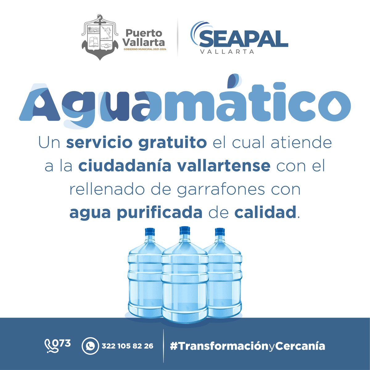 Seapal_Vallarta's tweet photo. Aguamáticos
Un servicio gratuito el cual atiende a la ciudadanía vallartense con el rellenado de garrafones con agua purificada de calidad.
#SEAPALVallarta
#CuidalaUnChorro https://t.co/tu4LAy46dO
