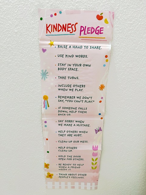 wendynarez's tweet photo. I've been reading @Thetututeacher's KINDergarten to my daughter in anticipation of her first day. Adding the Kindness Pledge from the story to the book jacket was a delightful surprise and a genius idea! I had to hang it up. https://t.co/U14nlIMzeP
