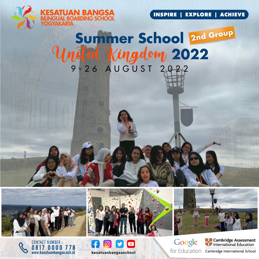 KesatuanBangsa's tweet photo. Summer School United Kingdom grup kedua telah dilaksanakan pada tanggal 9-26 Agustus 2022

Summer school kedua ini terdiri dari peserta siswi Putri SMP SMA Kesatuan Bangsa, mereka sangat antusias menyambut kegiatan yang sangat bermanfaat ini,...
#summerschool #cambridge #oxford https://t.co/L7ZrVXbRFP