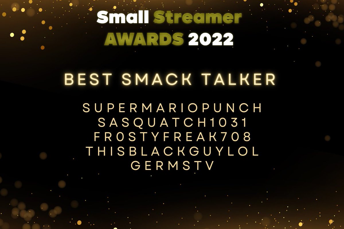 SStreamerAwards's tweet photo. Best Smack Talker is now voteable at https://t.co/PjArU2TIi1 @SuperMarioPunch @sasquatch1031 @thisblackguylol @Starkiller86 @germs_tv #VoteNow #SmackTalk #SSA2022 https://t.co/IxK9poHbFZ