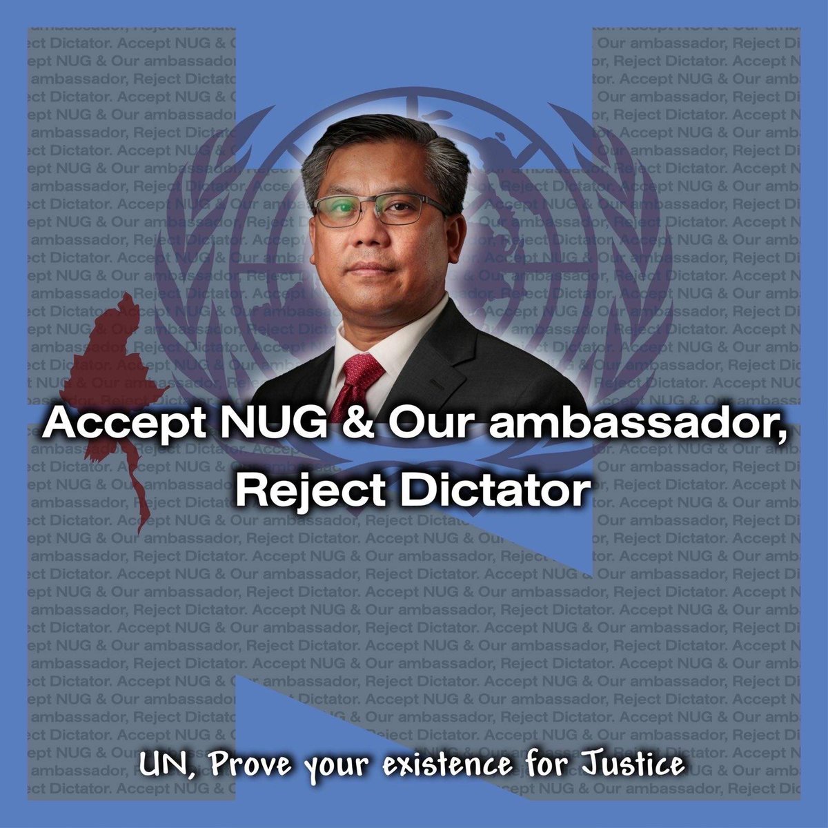 TharTintNaing's tweet photo. #AcceptNUG_RejectMillitary
#SaveMyanmar
#UN_ProveYourExistence4Justice
#UKyawMoeHtun_is_our_ambassador https://t.co/JmycFtJGYI