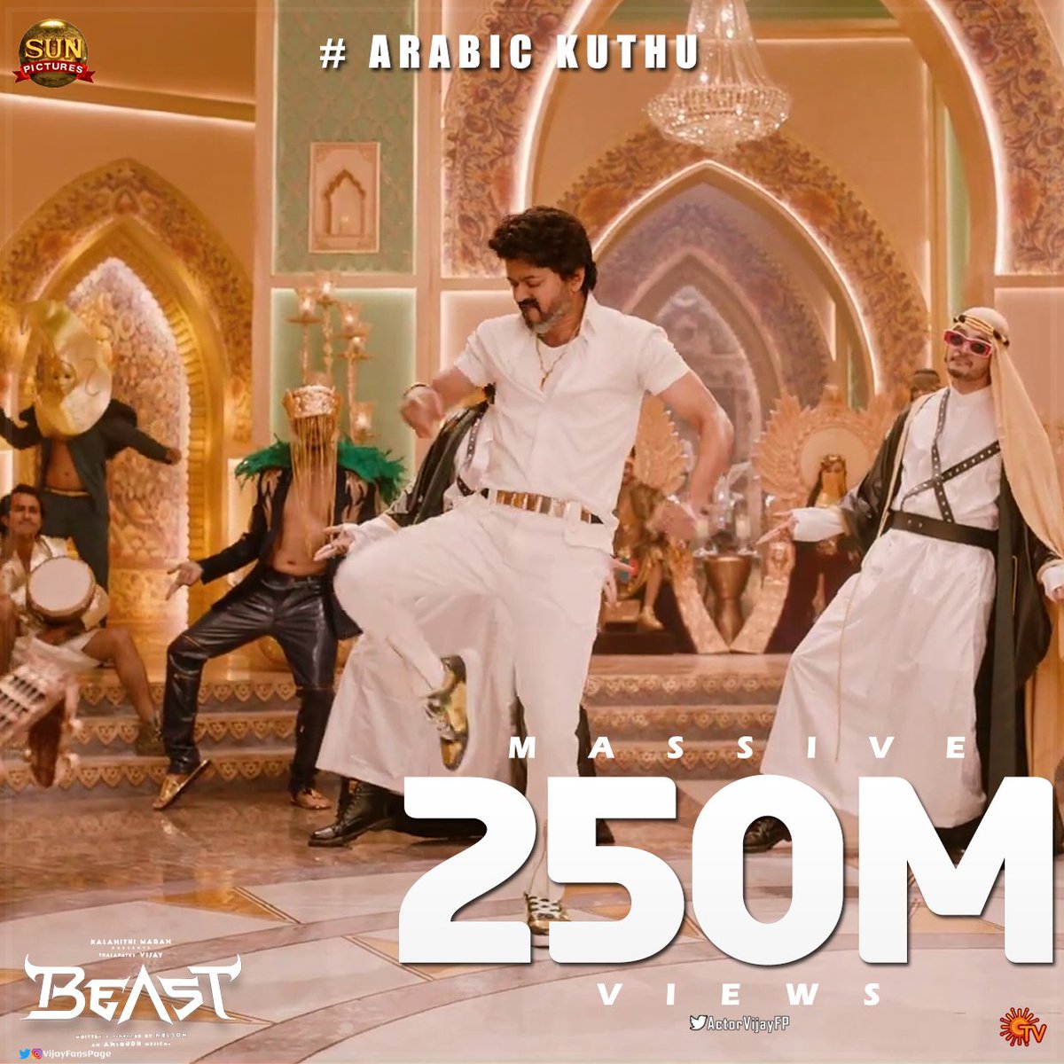 Actor_Vijay's tweet photo. Massive 250 Million Views for #ArabicKuthu 😎

#Varisu #Beast @actorvijay https://t.co/pS1sSgxOFc