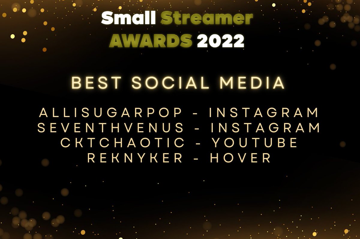 SStreamerAwards's tweet photo. Best Socials is now voteable at https://t.co/PjArU2TIi1 @cktchaotic @allisugarpop @SeventhVenus @RekNyner #VoteNow #SSA2022 https://t.co/O4jhHu77Kq