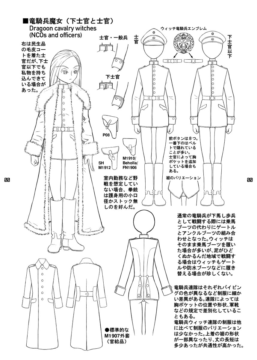 Here are the design sheets for the Karlsland Dragoon witch that Erica was nice enough to draw. This book will survey uniforms of Karlsland witches and non-witches female soldiers from both WW1 and WW2. https://t.co/slSXKlsacO 