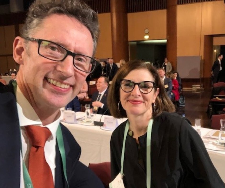 PWDAustralia's tweet image. PWDA Deputy CEO Carolyn Hodge with Assistant Treasurer and Minister for Financial Services, Stephen Jones at the #JobSummit2022. #EndSegregation