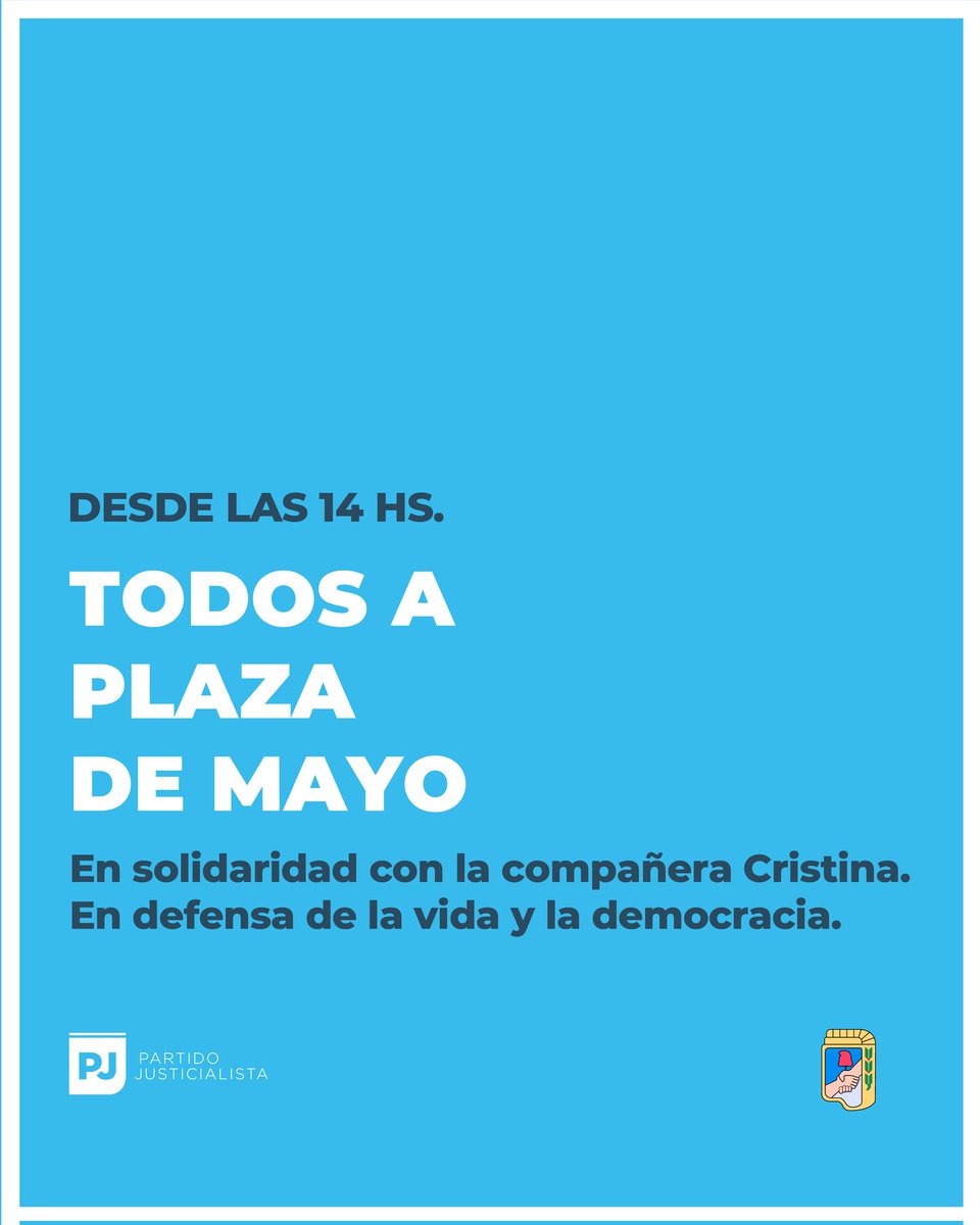 p_justicialista's tweet photo. En la Plaza de Mayo y en las plazas de todo el país, en solidaridad con Cristina y en defensa de la democracia. https://t.co/6fLpyv8xzf