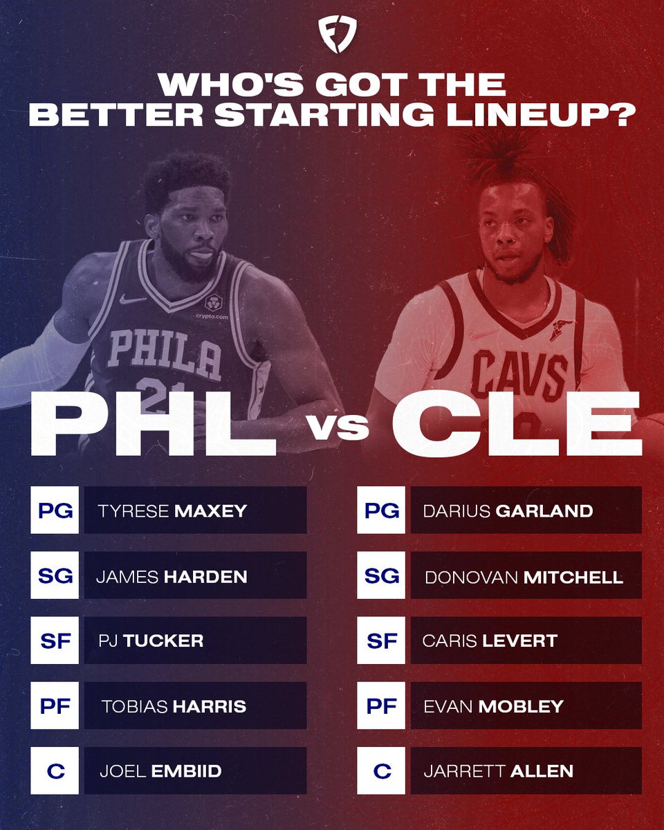 FanDuel's tweet image. Who has the better starting lineup? 🤔

Like for 76ers 
RT for Cavs