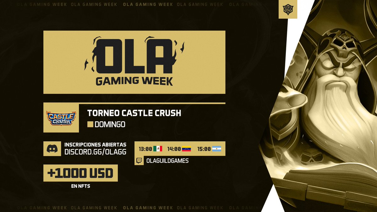 OLAGuildGames's tweet photo. TORNEO DE CASTLE CRUSH ⚔️
Les traemos el primer torneo en vivo de @playcastlecrush con más de 100 participantes y 1.000 USD en NFTs a repartir.
📅 Domingo | 2:00 pm GMT-4
Inscríbete gratis ➡️ https://t.co/FElZFs0IiJ https://t.co/jo6utp6OR5