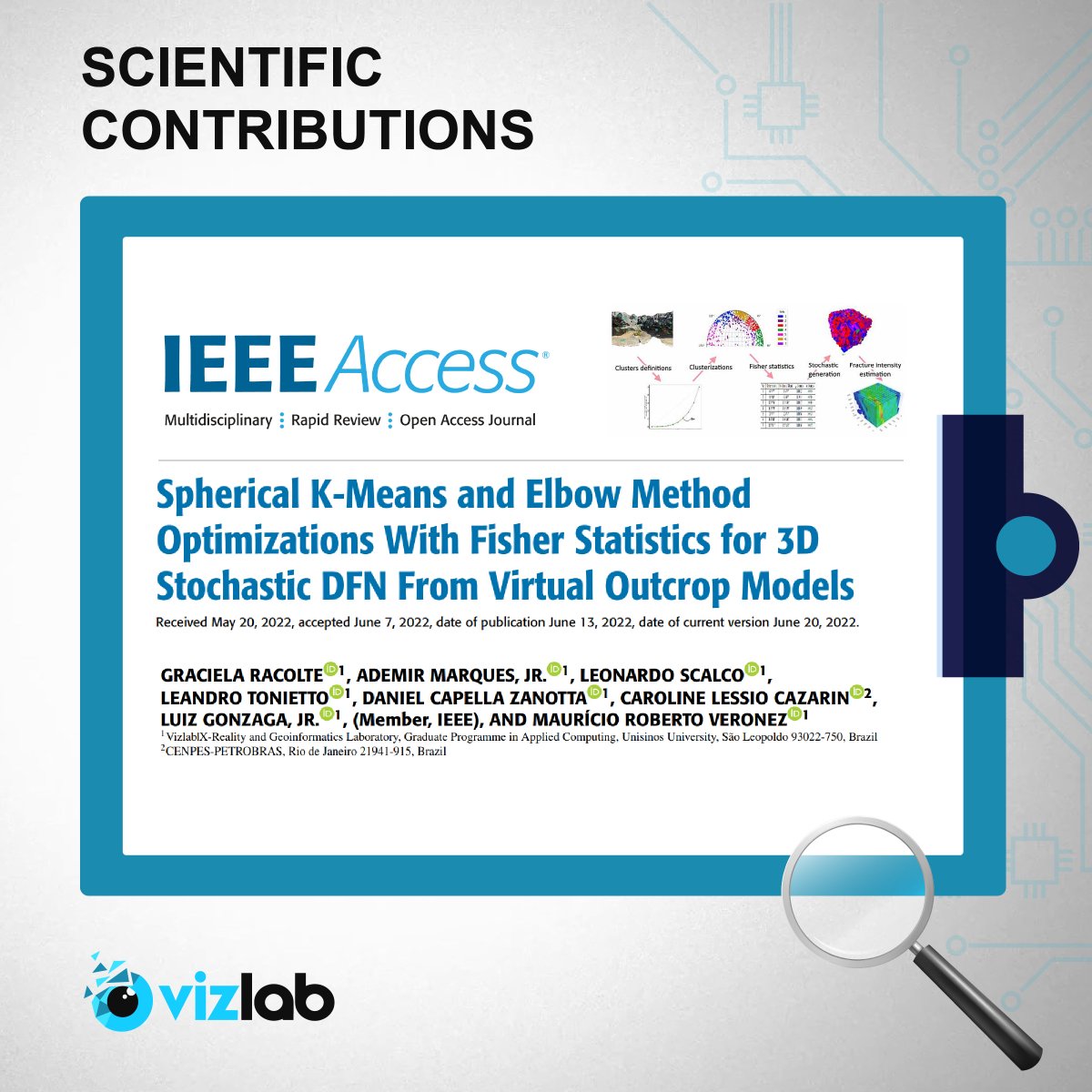 The paper "Spherical K-Means and Elbow Method Optimizations With Fisher Statistics for 3D Stochastic DFN From Virtual Outcrop Models” was published in IEEE Access.
Learn more: doi.org/10.1109/ACCESS… 😎👏
⠀
#vizlab
#geoscience
#virtualreality
#xreality
#unisinos
#petrobras