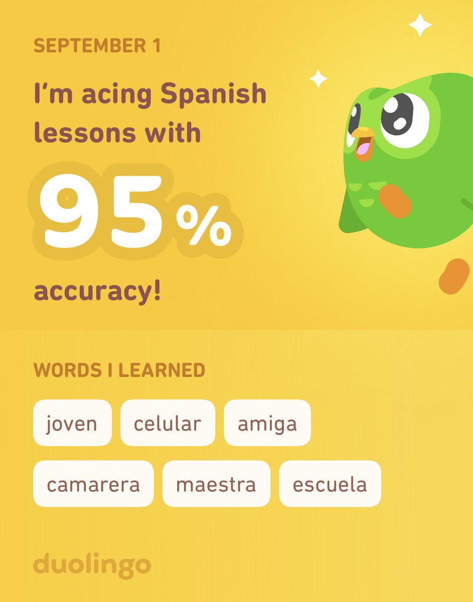 stark_sonya's tweet photo. I’m learning Spanish on Duolingo! It’s free, fun, and effective. https://t.co/gcDi14JH3a