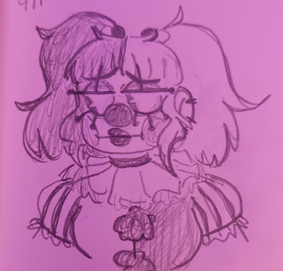 ghostpoot's tweet photo. rare hair-down Giggles doodle https://t.co/oRN5ZFCESV
