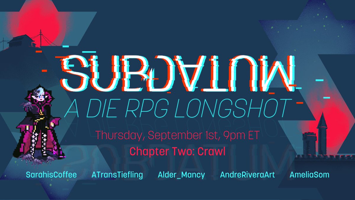 – The sacrifice is made.
–– The world of DIE awaits.
––– The story begins to unfold.

Chapter Two of #Subdatum, our queer horror-fantasy #DIErpg actual play is live in 10 minutes at 9pm ET. We'll see you soon...