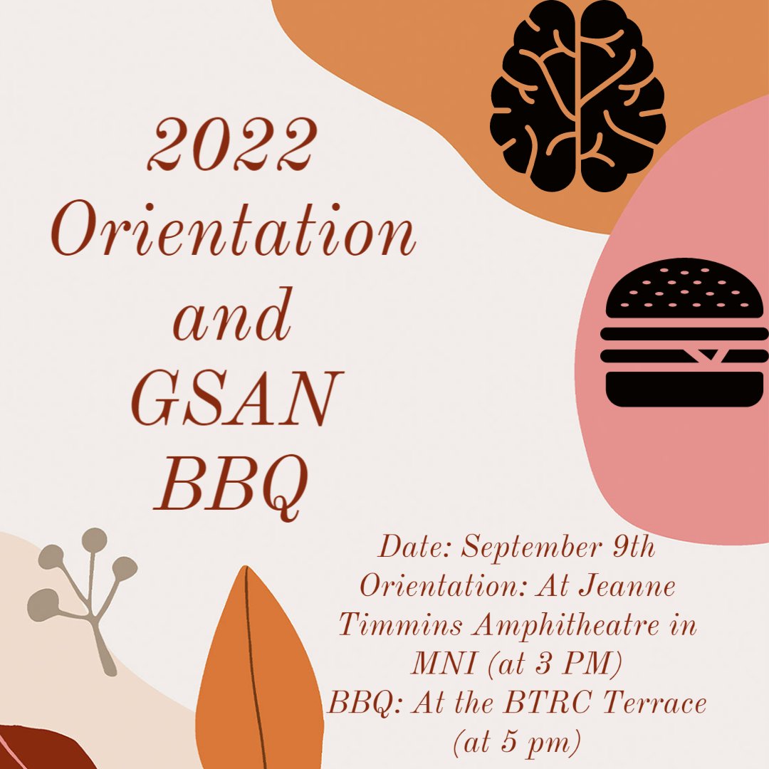 gsaneuro's tweet photo. Hello Neuropeeps! We hope you enjoyed the summer, and we welcome you all to your new academic year at McGill! We have an interesting event coming up!!! (1/n) https://t.co/vKGAP96owM