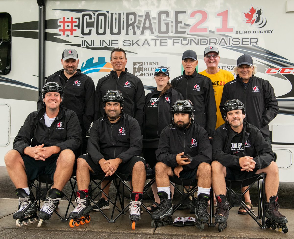 CDNBlindHockey's tweet photo. #tbt to one year ago today when a team of #Blind #Hockey players including Mark DeMontis Kelly Serbu Matt Shaw François Beauregard Laura Mark and their guides PJ Power Marc Lafortune Luca DeMontis Matt Morrow inline skated over 1000 kms in communities between #Windsor &amp; #Ottawa https://t.co/TvyESTNRAR
