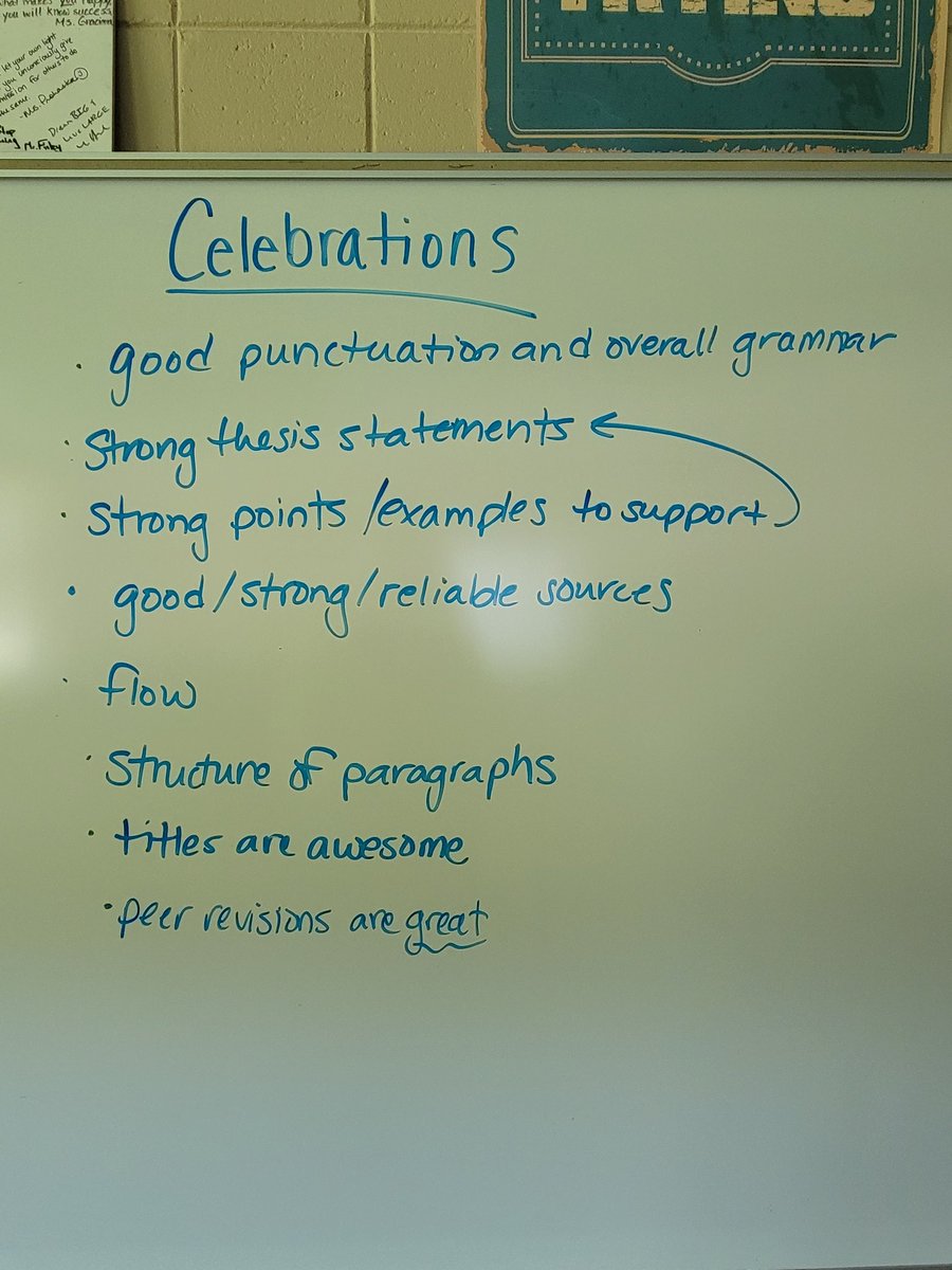 CrazyMrsP's tweet photo. My ENG 101 Dual Credit students completed their first rough draft and peer revision conferences today. We came together as a group to discuss celebrations and areas for improvement. (1/2) https://t.co/25ncoyMmhw