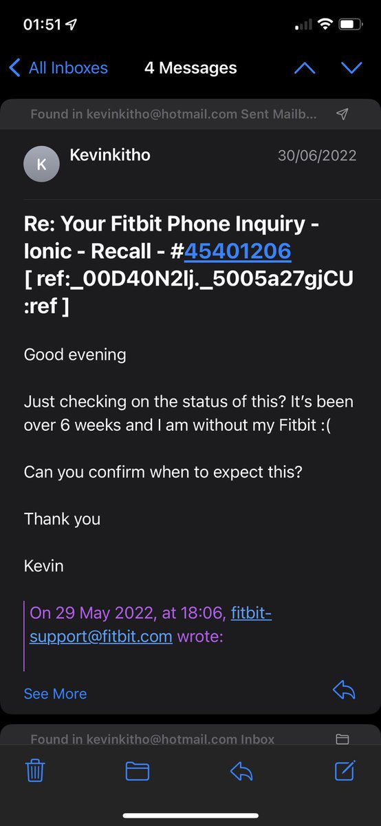 kevinkitho's tweet photo. Started refund process in May! ignored, false promise, someone will be in touch, nothing but lies, CRIMINALS, delay payment, no intention to pay back loyal customers, left with me with expensive faulty piece of junk! @FitbitSupport @FitbitUK #ionicrefund #fitbit #criminals #lies https://t.co/EmUuITuQvZ
