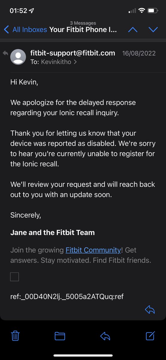kevinkitho's tweet photo. Started refund process in May! ignored, false promise, someone will be in touch, nothing but lies, CRIMINALS, delay payment, no intention to pay back loyal customers, left with me with expensive faulty piece of junk! @FitbitSupport @FitbitUK #ionicrefund #fitbit #criminals #lies https://t.co/EmUuITuQvZ