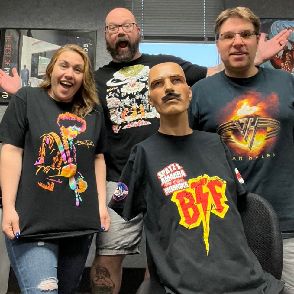 Quonset_Hut's tweet photo. GANG'S ALL HERE! 😃
....to remind you that tomorrow is #BANDTEEFRIDAY! 🎸🤘🎶 Come by the Hut mañana in any #bandtee to save 10% on your #vinyl purchase. 📸: @975wone #qhut #quonsethut #tellafriend #recordstore #vinylcommunity https://t.co/blRK1utp3U