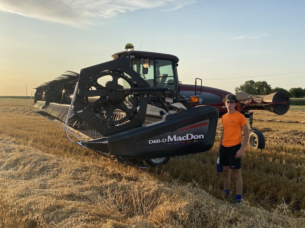 They grow up fast. This boy has been growing up with ⁦<a href="/MacDon/">MacDon Industries</a>⁩ all week. He’s hammered off a pile of oat acres this week &amp; happy that we have a good oat crop again to swath after the drought last year… ⁦<a href="/AgassizSeedFarm/">Agassiz Seed Farm</a>⁩ #MacDonCutsIt