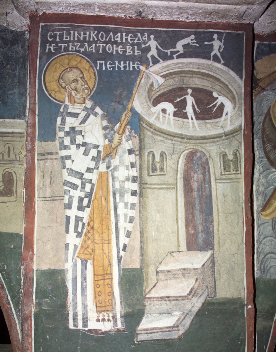 Real_Rye_Bread's tweet photo. "Nooooo St Nicholas of Myra! Don't destroy the trinkets of false belief, you're gonna scandalise people, bad look for christianity, these idols actually contain parcels of truth, bad fruits bro, you think the pagans will convert if you don't respect their false beliefs?" https://t.co/bsYtwb5RWr