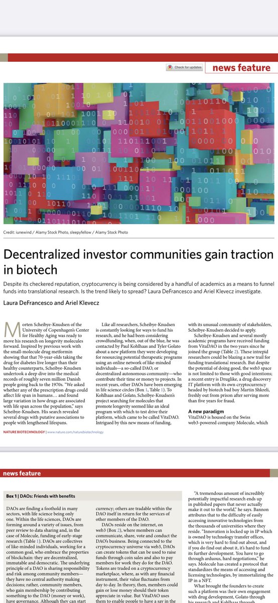 Reputable Health (@reputabledao) on Twitter photo Good read in @nature!!
<a href="/ReputableDAO/">Reputable Health</a>
<a href="/cure_dao/">CureDAO</a>
<a href="/Molecule_dao/">Molecule</a>
<a href="/psy_dao/">PsyDAO</a>
<a href="/vita_dao/">VitaDAO 💛</a>
<a href="/beakerdao/">BEAKER 🧪</a>
<a href="/AntidoteDAO/">AntidoteDAO🎗️ (Minting December 2022)</a>
<a href="/BioDAOxyz/">BioDAO</a>
@CherubsDao
@CRISPRdao
<a href="/FrontierDAO/">FrontierDAO 🌏🌍🌎</a>
<a href="/GenomesDAO/">Genomes.io 🧬 Genomes.eth</a>
<a href="/HairDAO_/">HairDAO 💈</a>
<a href="/neuradao/">NeuraDAO</a>
<a href="/lab_dao/">lab.bio 💚🥼</a>
<a href="/valley_dao/">ValleyDAO</a>
<a href="/TheScienceDAO/">Science DAO</a>
<a href="/ResearchHub/">ResearchHub</a>
<a href="/ResearchFellas/">ResearchCollective</a> Good read in @nature!!
<a href="/ReputableDAO/">Reputable Health</a>
<a href="/cure_dao/">CureDAO</a>
<a href="/Molecule_dao/">Molecule</a>
<a href="/psy_dao/">PsyDAO</a>
<a href="/vita_dao/">VitaDAO 💛</a>
<a href="/beakerdao/">BEAKER 🧪</a>
<a href="/AntidoteDAO/">AntidoteDAO🎗️ (Minting December 2022)</a>
<a href="/BioDAOxyz/">BioDAO</a>
@CherubsDao
@CRISPRdao
<a href="/FrontierDAO/">FrontierDAO 🌏🌍🌎</a>
<a href="/GenomesDAO/">Genomes.io 🧬 Genomes.eth</a>
<a href="/HairDAO_/">HairDAO 💈</a>
<a href="/neuradao/">NeuraDAO</a>
<a href="/lab_dao/">lab.bio 💚🥼</a>
<a href="/valley_dao/">ValleyDAO</a>
<a href="/TheScienceDAO/">Science DAO</a>
<a href="/ResearchHub/">ResearchHub</a>
<a href="/ResearchFellas/">ResearchCollective</a>