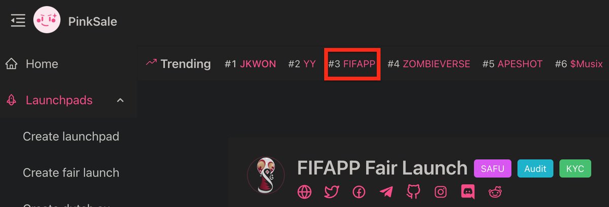 FIFAPP_IO's tweet image. ✨FIFAPP is trending Top 3 in Pinksale!✨

Are you ready today? 🚀

pinksale.finance/launchpad/0xfd…