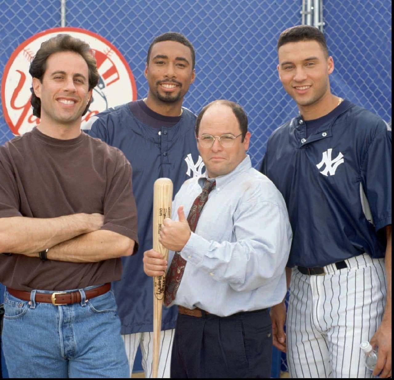 BaseballHistoryNut on X: Jerry Seinfeld, George Costanza, Bernie Williams  and Derek Jeter.  / X