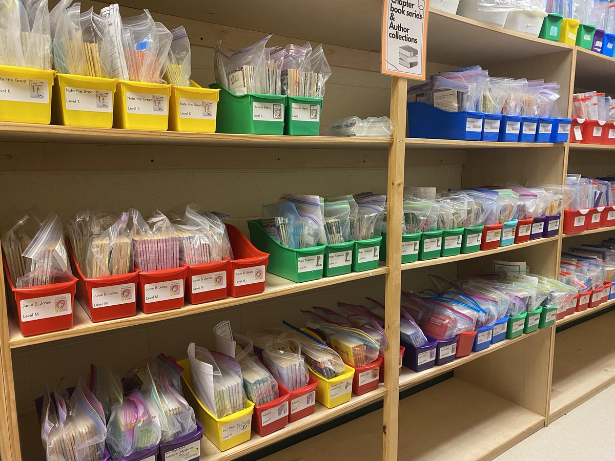 PrimarilySOR's tweet photo. LETRS training inspired us to reimagine a book room aligned to the SOR. Summer hours, admin and teacher manpower, two months, mission accomplished! Four areas of text sets: Decodables, Leveled Texts J+, Content Knowledge, and Book Series sets #odellprimarypride #scienceofreading https://t.co/lYPMGYsCmI