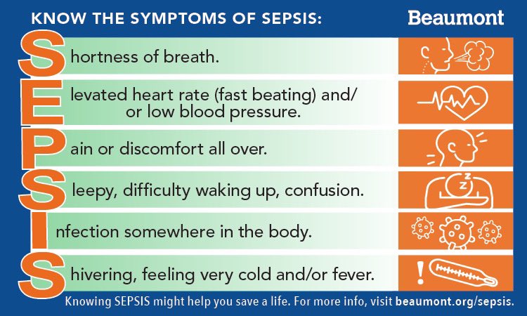September is Sepsis Awareness Month. Sadly, in the 20 seconds it takes you to read this post, another person in the United States will be diagnosed with sepsis. For those 1.7 million people each year, rapid recognition and treatment are crucial to their survival. @BeaumontHealth