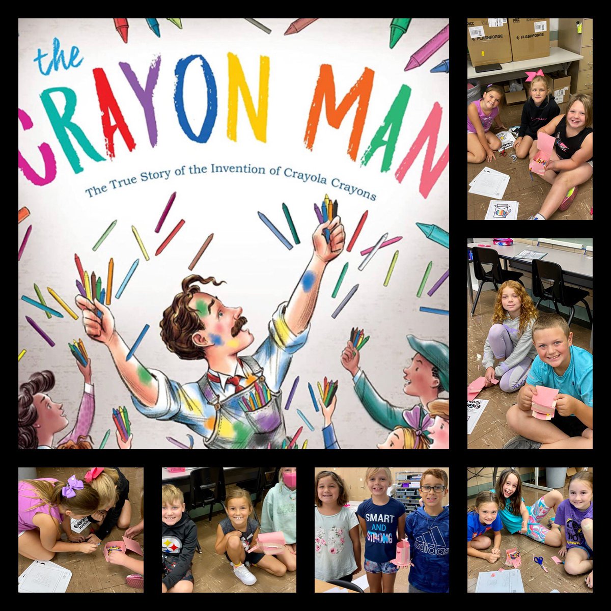 MrsDeanWES's tweet photo. 3rd graders designed and built crayon boxes after reading The Crayon Man and learning about the inventor of Crayola crayons. https://t.co/rBHZqRM8Rm