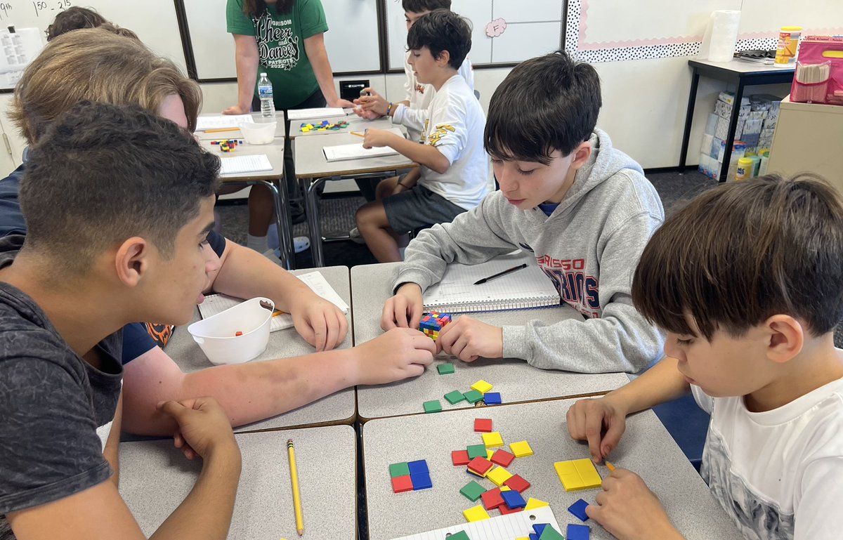8th grade Math students discovered perfect squares and perfect cubes through manipulatives and working together. Learning is fun!
#KirbyONE40
<a href="/GrissomPatriots/">Grissom Patriots</a>