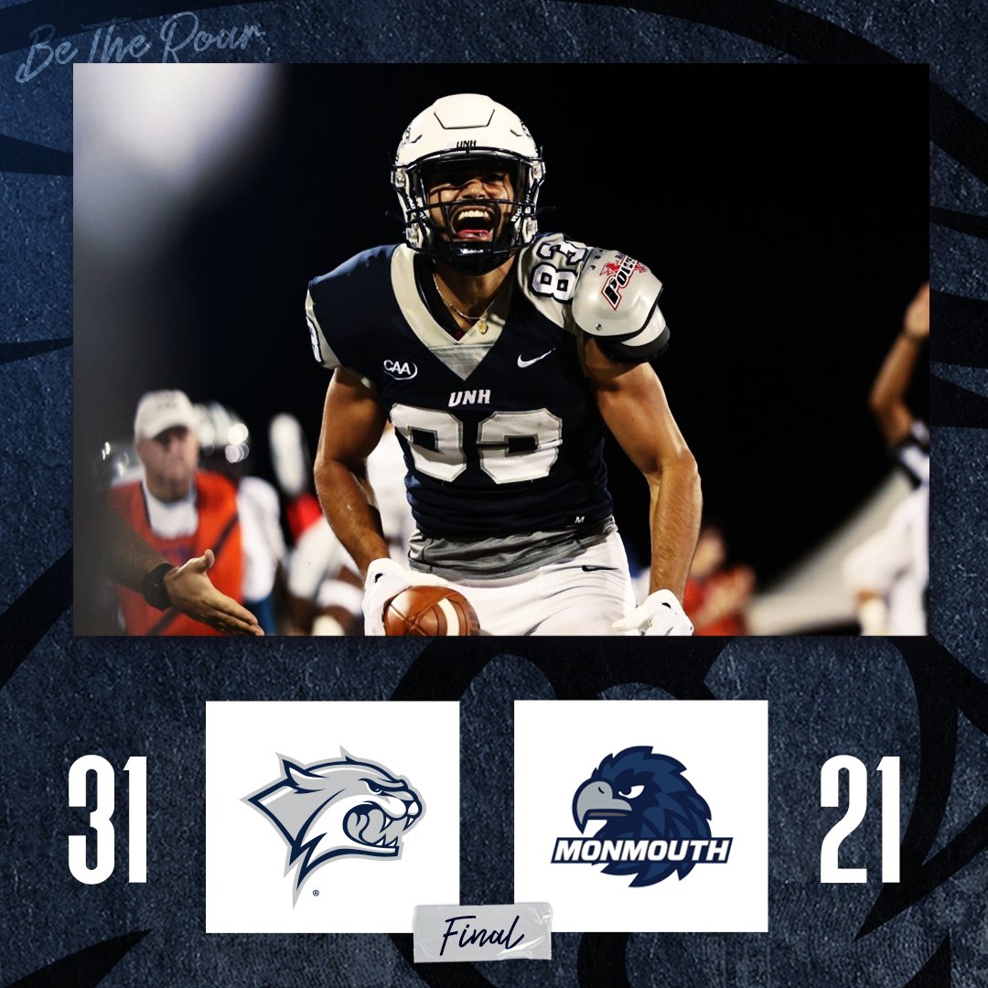UNH_Football's tweet photo. WILDCATS WIN!! 'Cats take their season opener at home vs. Monmouth! #CAAFB #GraniteStrong #CatJui23 😼🧃

Get your tickets for 9/17 Youth Sports Night vs. NC Central at Wildcat Stadium at 6 PM!

🔗 https://t.co/CV0f9Qjd5r https://t.co/SVTMqwOw9y