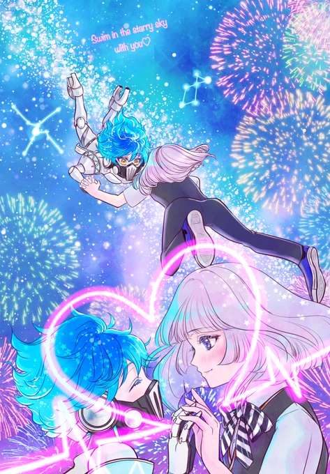 #twstプラス#twstプラス_四季イラスト企画監督生顔有り個性有りオル監なぎさん主催のイラスト本企画に参加させていただきました季節は夏で、テーマは天の川です 