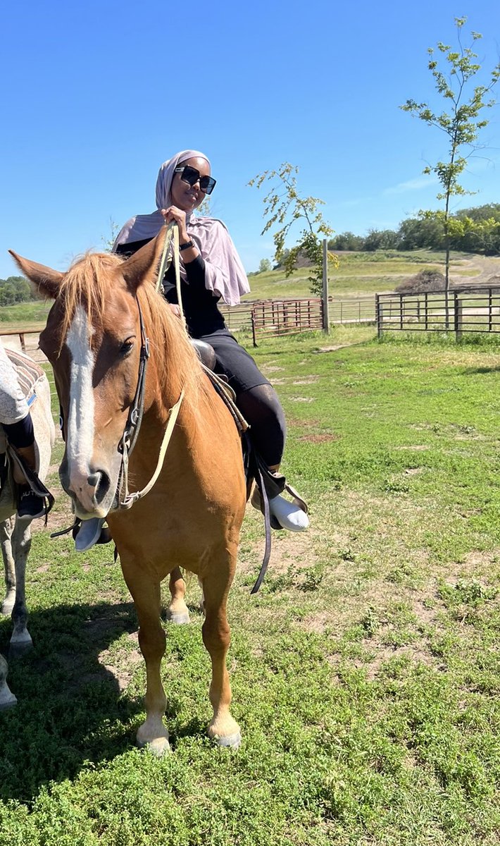 I got accepted into my PhD program- full scholarship, Alhamdulilah, it’s been my dream - I promised myself to celebrate all the small wins; So I went horseback riding 🐎🤍.